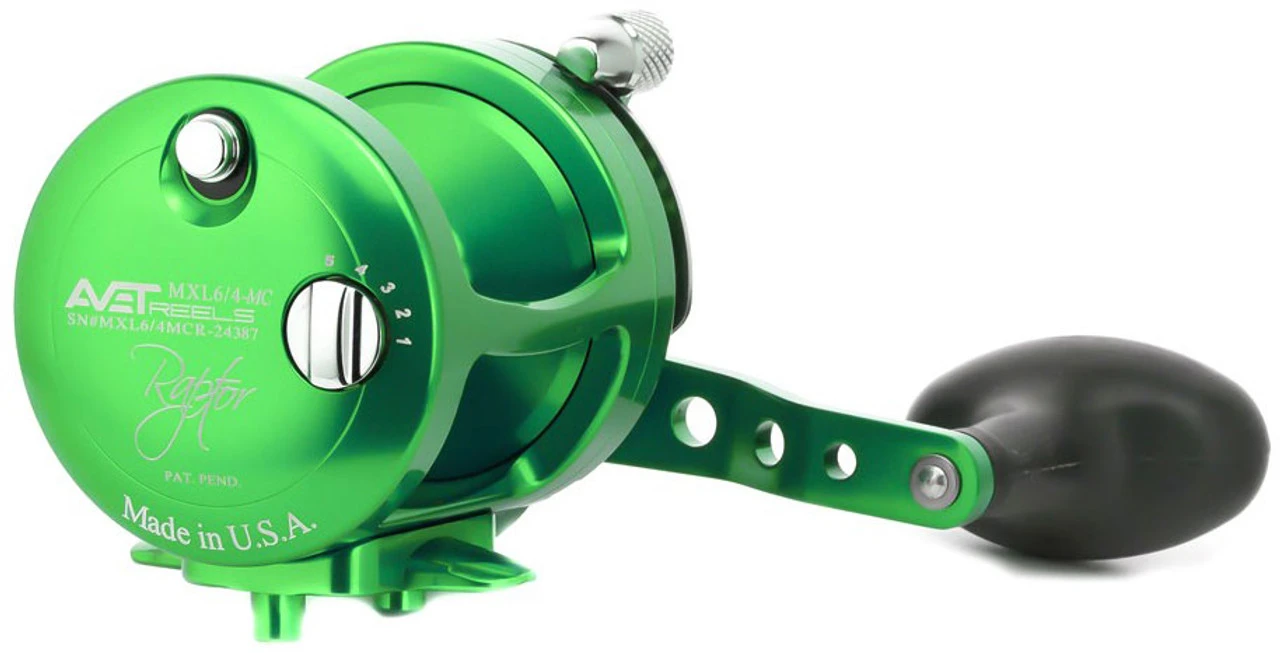 Avet MXL 6/4 MC Raptor 2-Speed Lever Drag Casting Reel Green 1 Avet MXL 6/4 MC Raptor 2-Speed Lever Drag Casting Reel Green