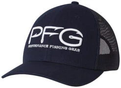 Columbia PFG Mesh Snap Back Ball Cap - Collegiate Navy & White Logo