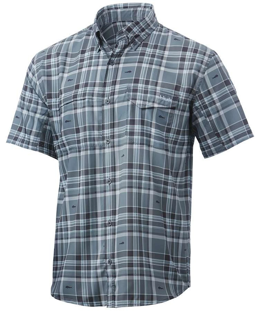Huk Tide Point Fish Plaid Short Sleeve Shirt 1 Huk Tide Point Fish Plaid Short Sleeve Shirt